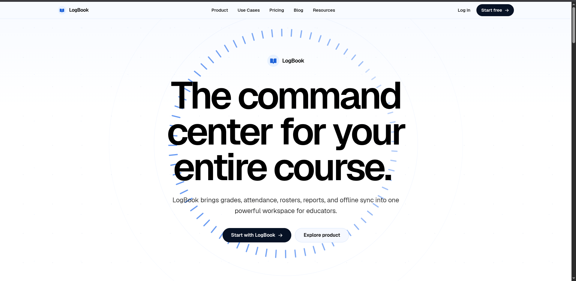 LogBook landing page